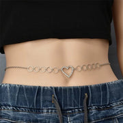 Simple sexy peach heart geometric circle diamond heart waist chain