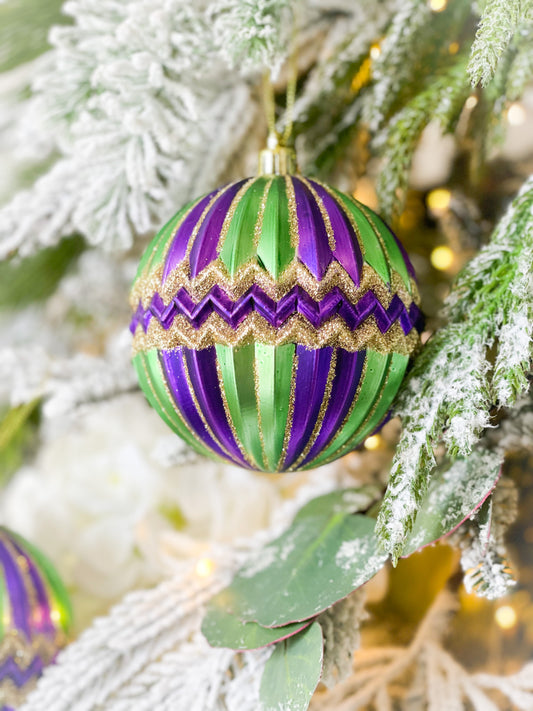 Set Of Two Assorted Mardi Gras Daisy Ornaments