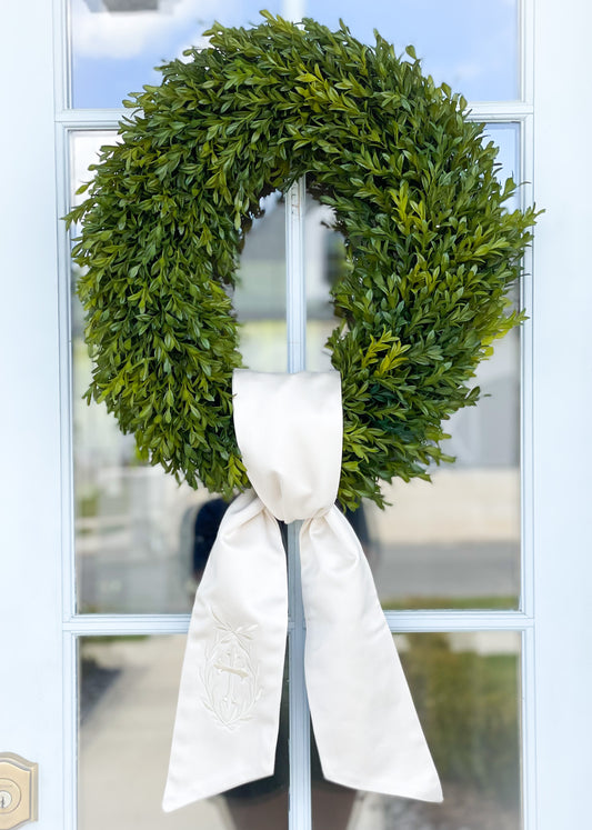 Fig & Dove Seasonal Ivory Wreath Sash