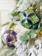 Load image into Gallery viewer, Set Of Two Assorted Mardi Gras Daisy Ornaments
