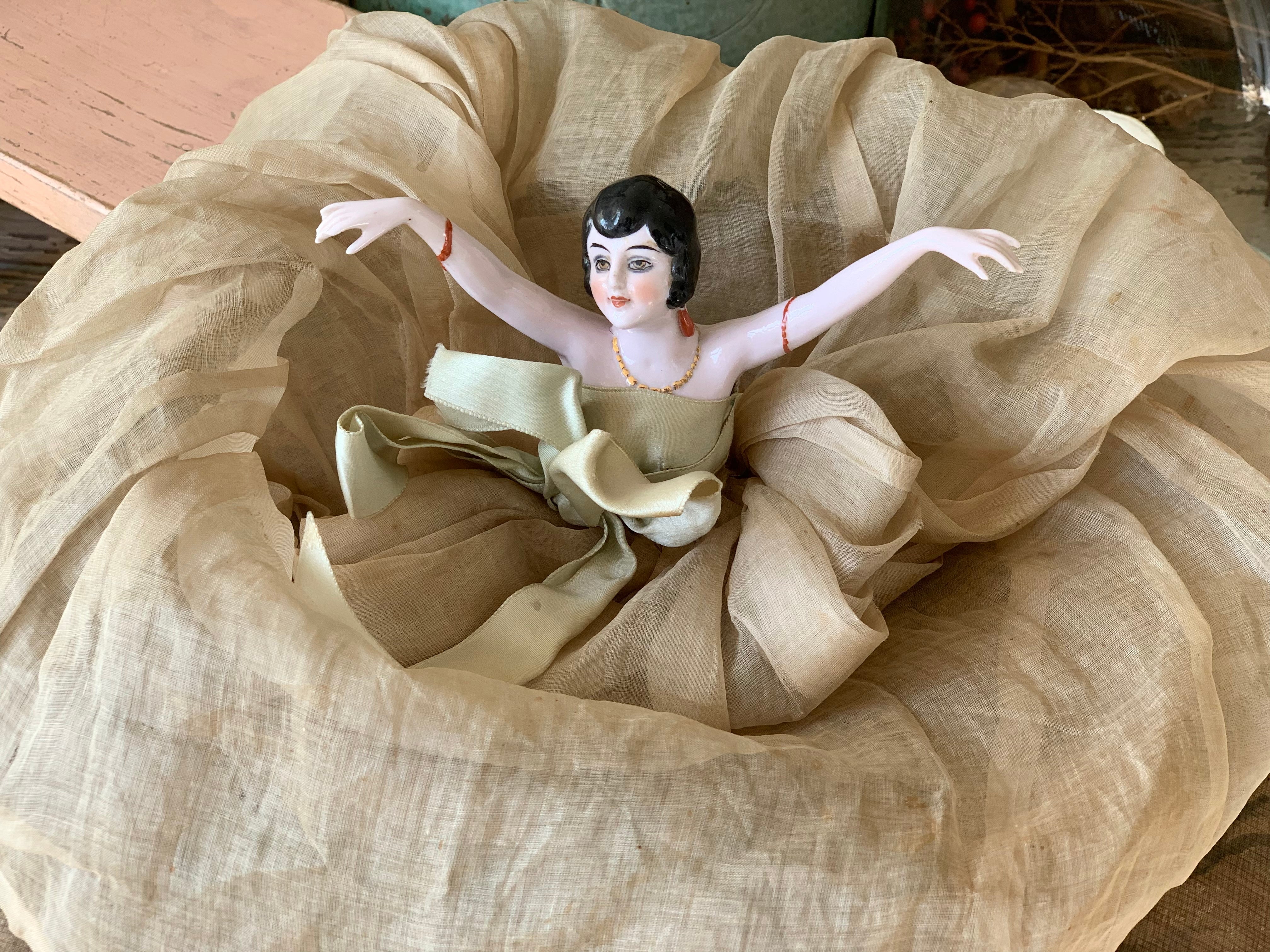 Vintage German arms away half doll