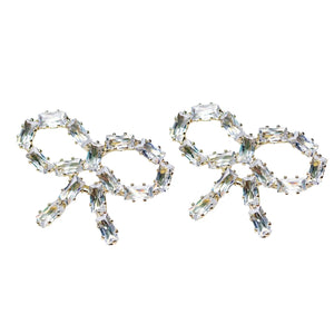 Mini Sparkling Diamond Bow Earrings - Fiori and Fern