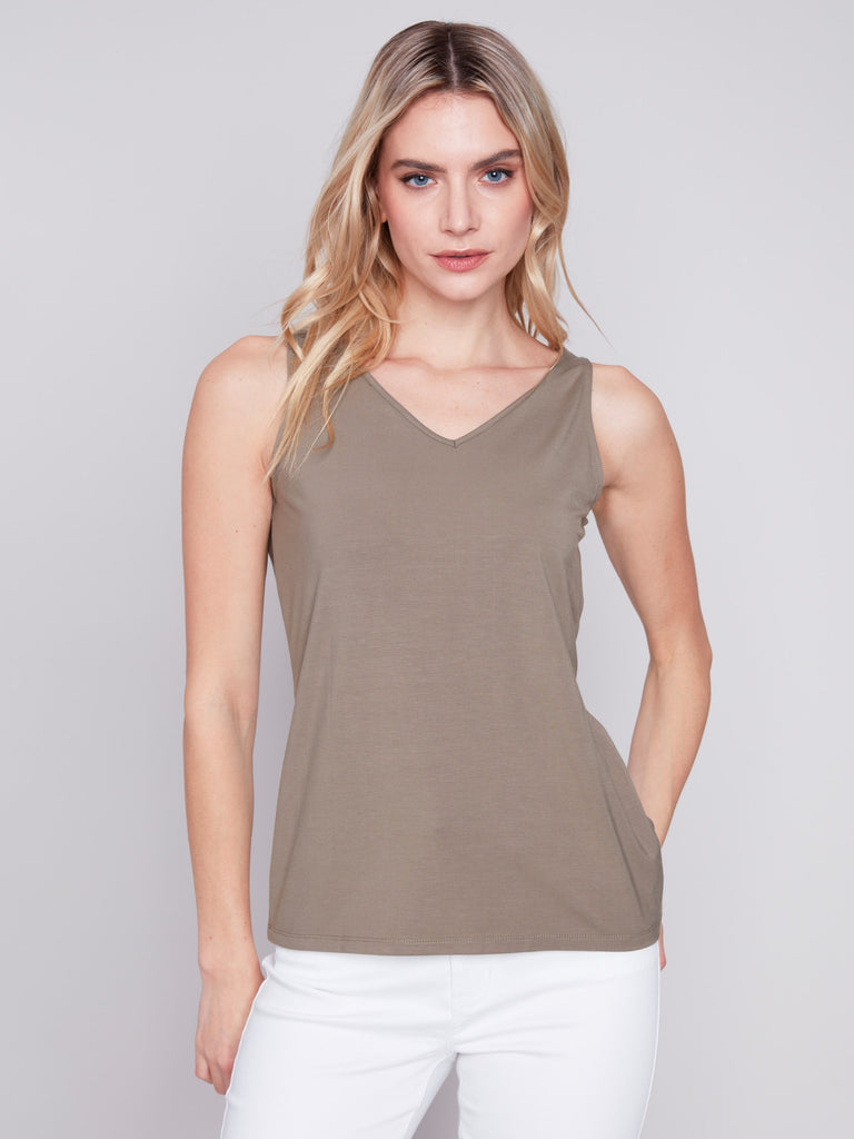 Camisole réversible en bambou, Marine