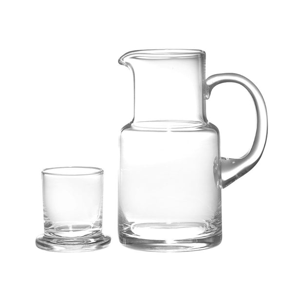  Bedside Water Carafe and Glass Set, Mfacoy 17 OZ Glass Pitcher  & 5 OZ Cup, Bedside Night Carafe Pitcher and Water Glass Tumbler Set,  Vintage Glass Water Pitcher with Cup Set