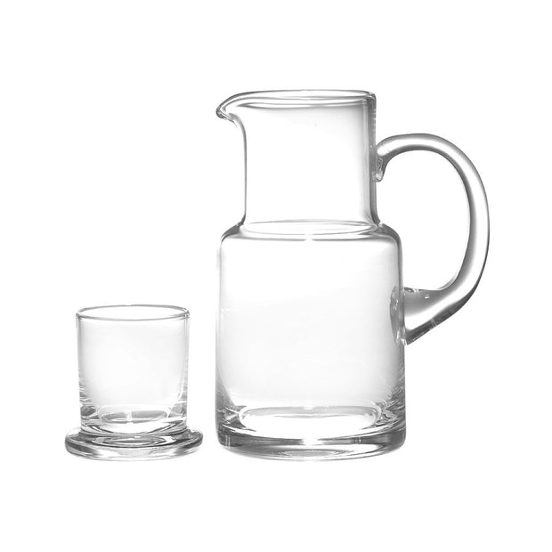 Tiktalk 2-Piece Glass Bedside Water Night Carafe Set with Tumbler Glass Set,14oz/400ml (Clear)