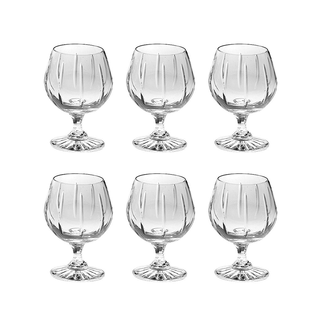 Square Cut Crystal Brandy Glasses Set of 6