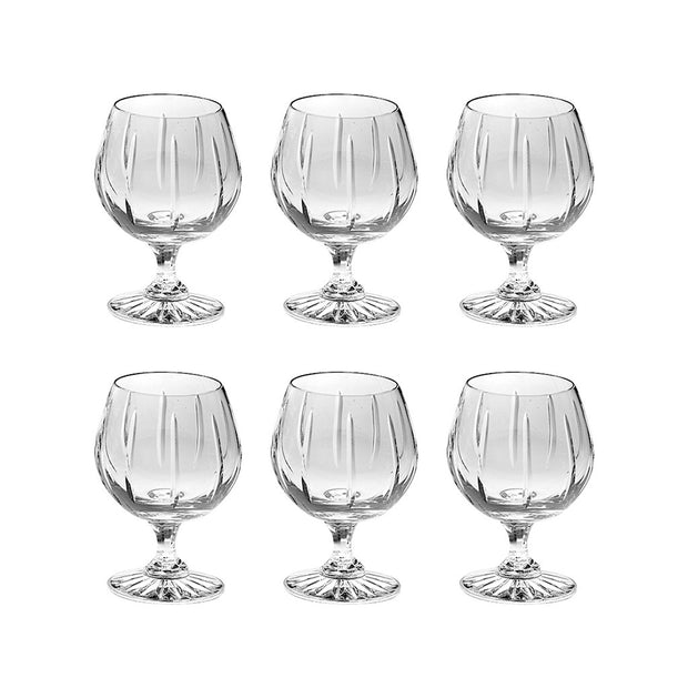 Square Cut Crystal Brandy Glasses Set of 6