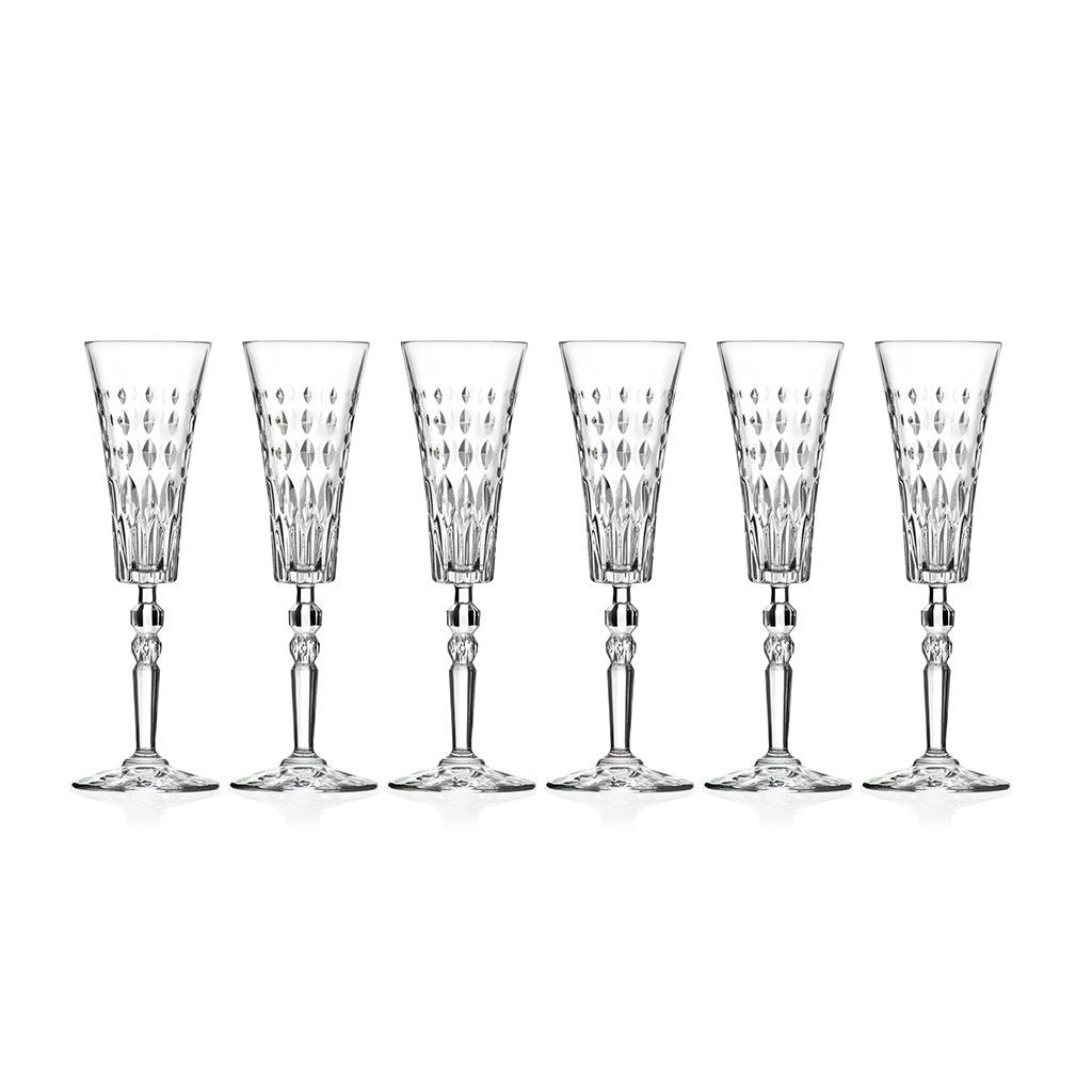 European Glass Toasting Flute - Champagne - Flutes - Set of 6 Crystal –  Barski