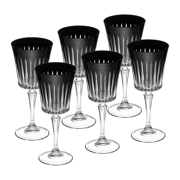 Set of 6 Black Stemmed Water Glasses