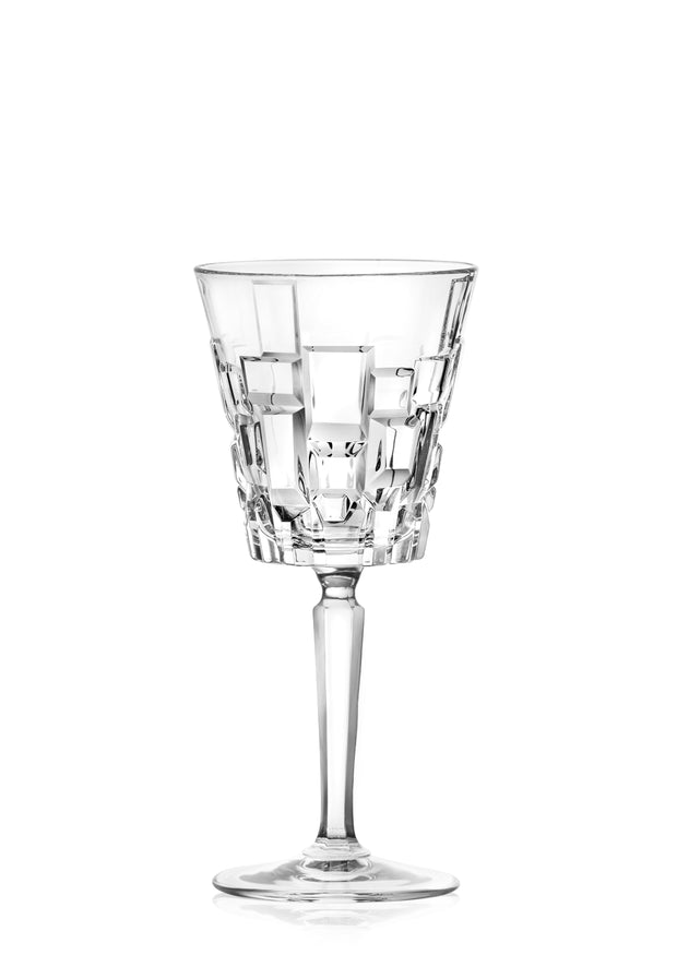 Square Cut Crystal Wine Glasses Set of 6