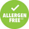 green alleregen-free icon ◊ Free from the major allergens identified in the Food Allergen Labeling Consumer Protection Act.