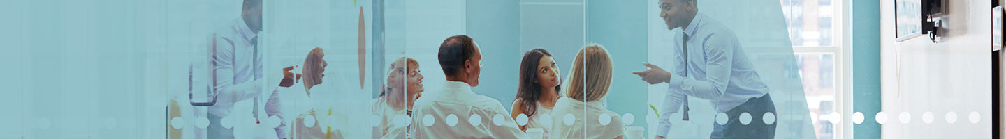 EMPLOYMENT page banner displaying people having a meeting behind glass window