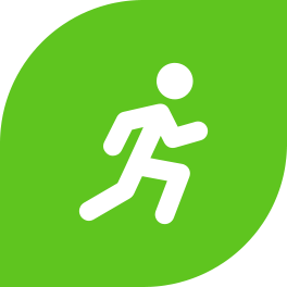 white running human figure on green background