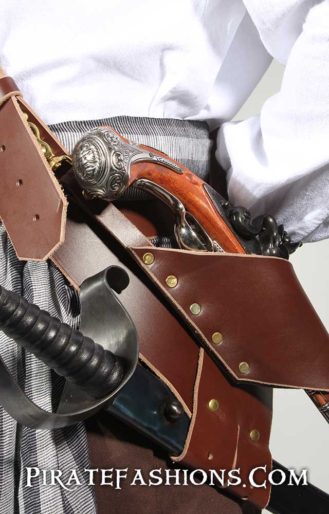 Triple Leather Chest Holster for Flintlock Pistols, High Quality A Must for  Your Pirate Outfit 