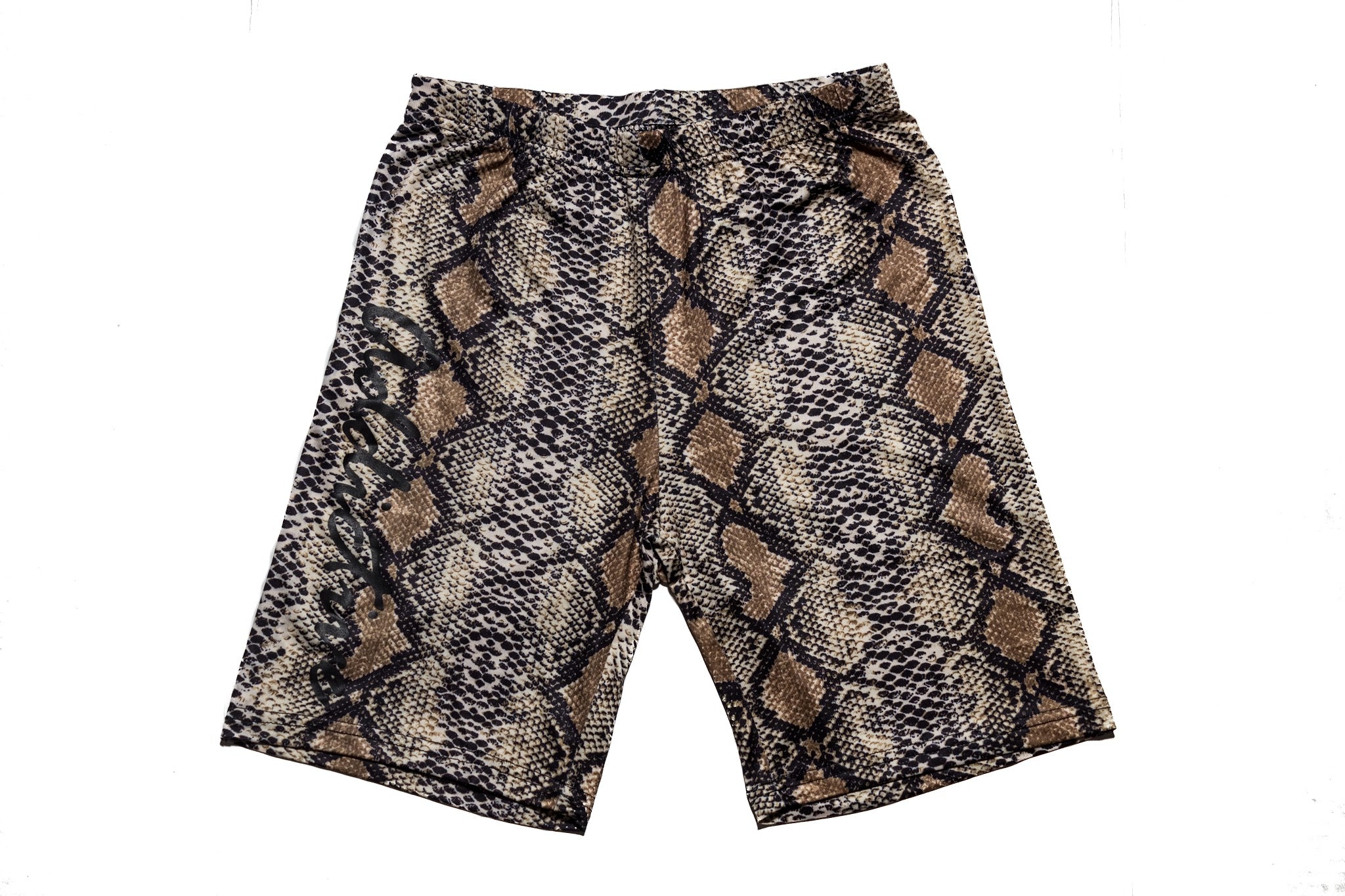 snakeskin biker shorts