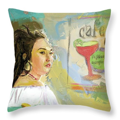 Cafe Ole Girl Throw Pillow Eduardo Tavares Art