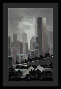 Edmonton Skyline Abstract Painting - Framed Print