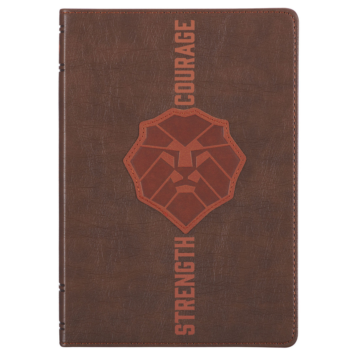 Lionface Strength and Courage Brown Faux Leather Classic Journal - Joshua 1:9