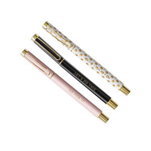 Inspirational Pen Set black pink white gold