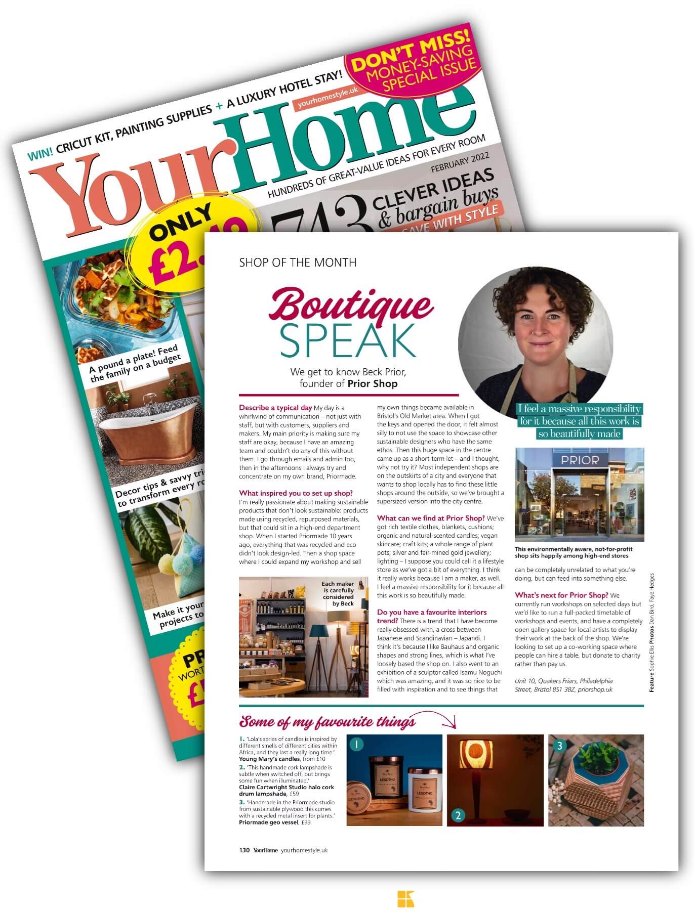 Feature Interview of Beck Prior and Prior Shop in Your Home Magazine