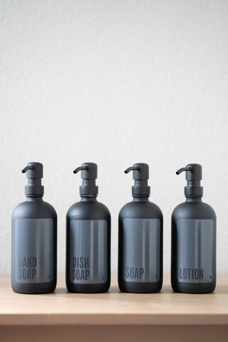 2pk 16oz Matte Black Glass Soap Dispenser 