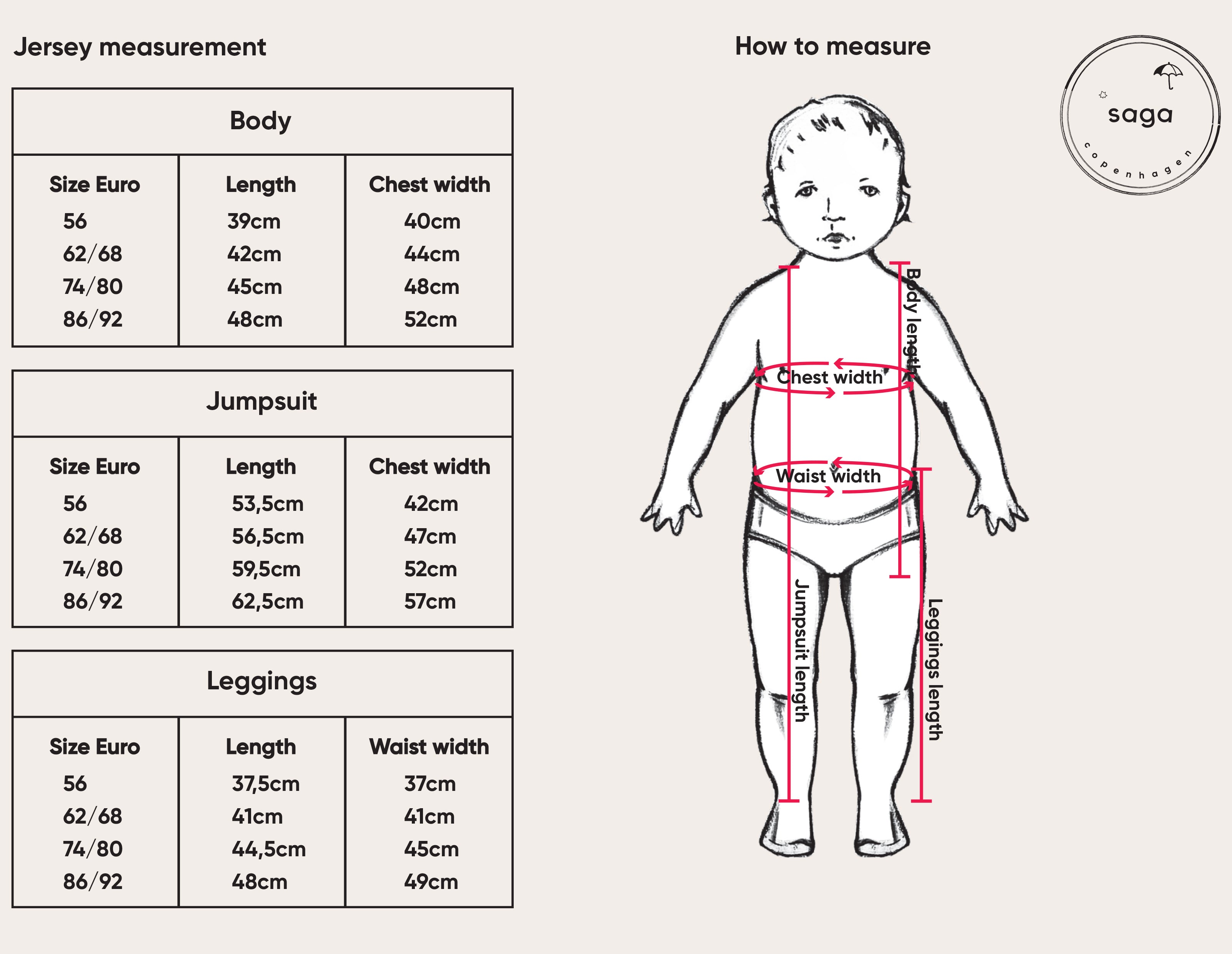 Size guide – Saga-copenhagen.com