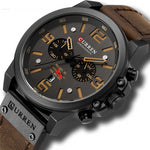 ZoeLite Top Luxury Men's Military Waterproof Leather Sports Quartz Chronograph Date Fashion Men's Watches ZoeLite