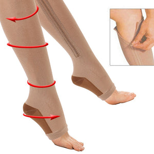 Women Burn Fat Zipper Socks Compression Slim Sleeping Leg Shaper Prevent Varicose Veins Socks