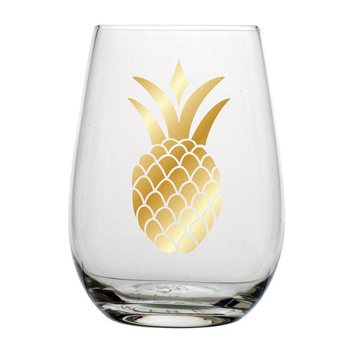 Stemless Wine Glass with Pineapple Texture