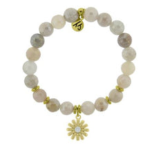Load image into Gallery viewer, Gold Collection - Moonstone Stone Bracelet with Daisy Gold Charm
