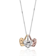 Load image into Gallery viewer, Florence Hammered Heart Silver Necklace With Silver, Rose Gold and Yellow Gold Star Charms - 46cm with 5cm Extender
