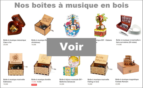 Collection de boîtes à musique en bois