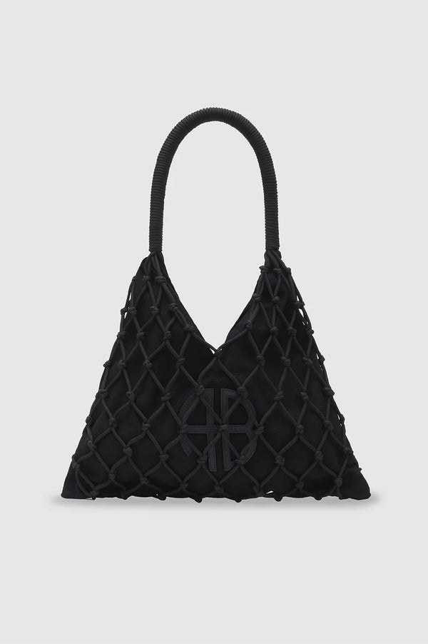 Anine Bing Bianca Monogram Top Handle Bag in Black