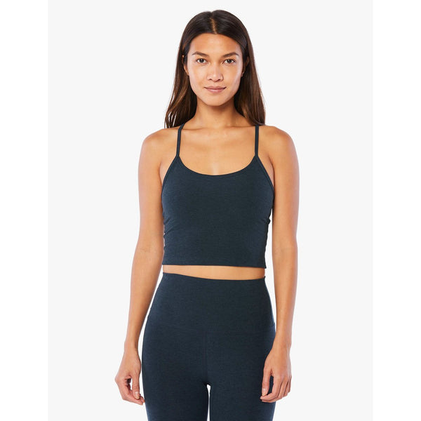 BEYOND YOGA SLIM RACERBACK CROPPED TANK - MIDNIGHT GREEN HEATHER