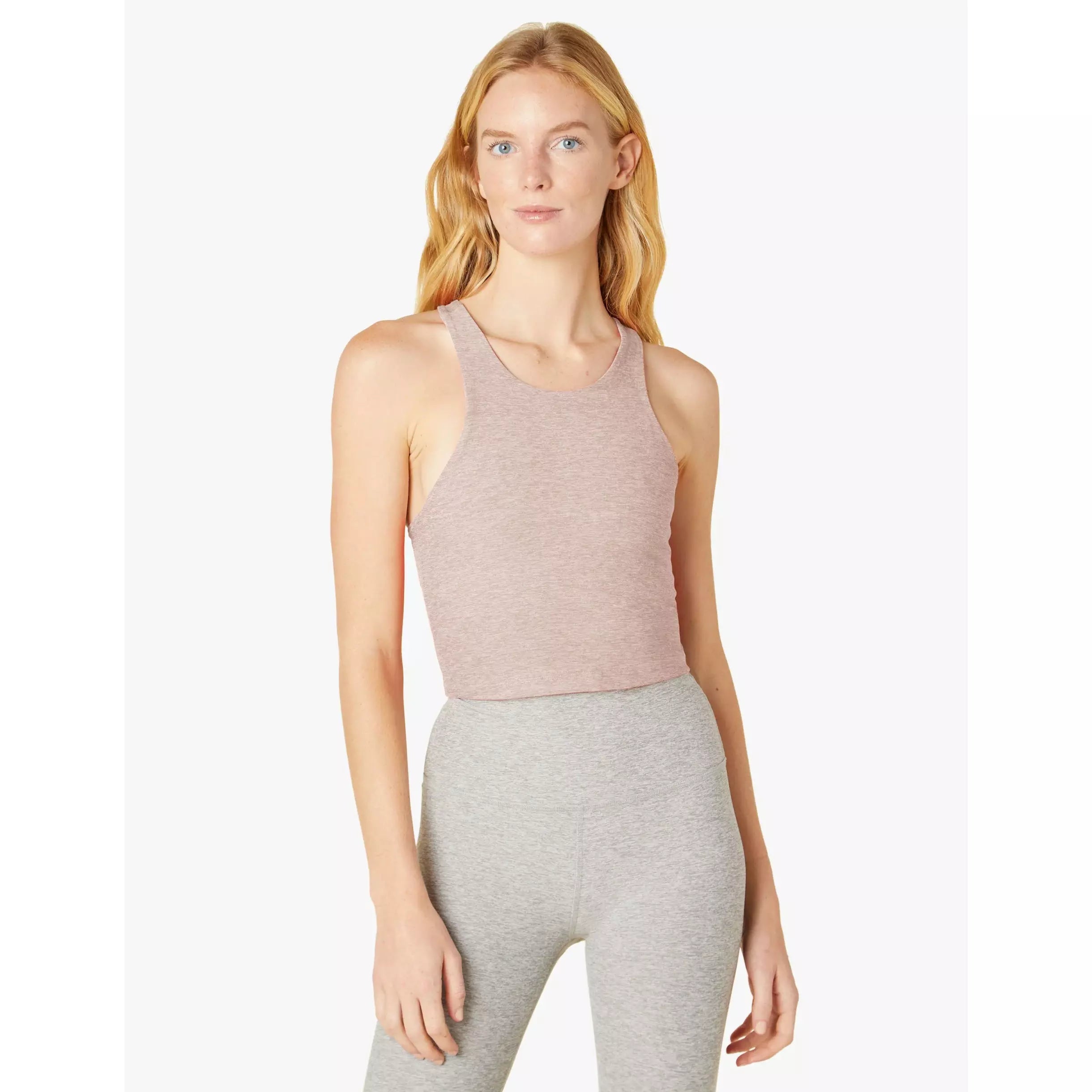 Beyond Yoga Spacedye Keep Pace Biker Short in Fresh Coral Heather