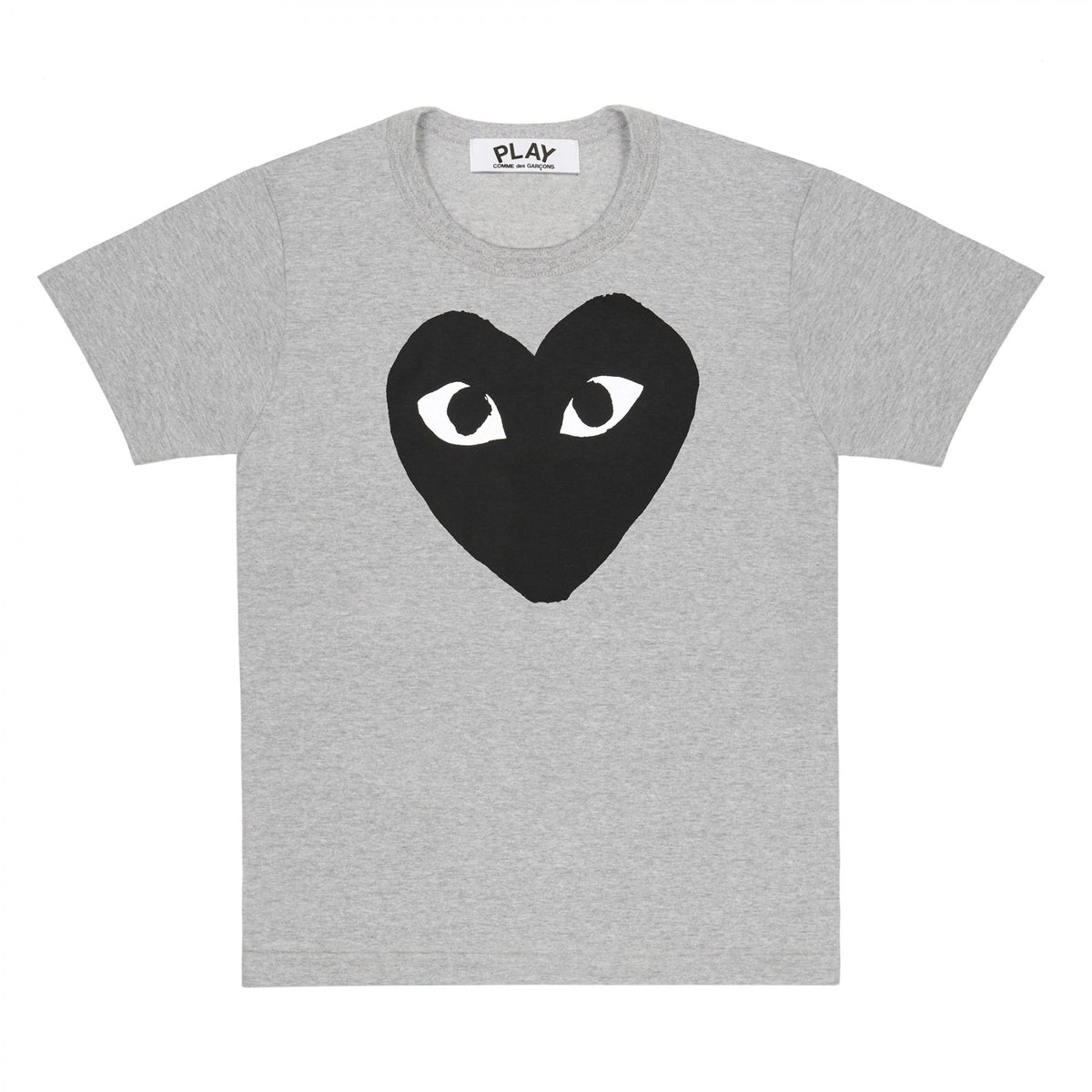 Play Comme des Garçons T-Shirt - Grey / Black Heart Print – COMME des