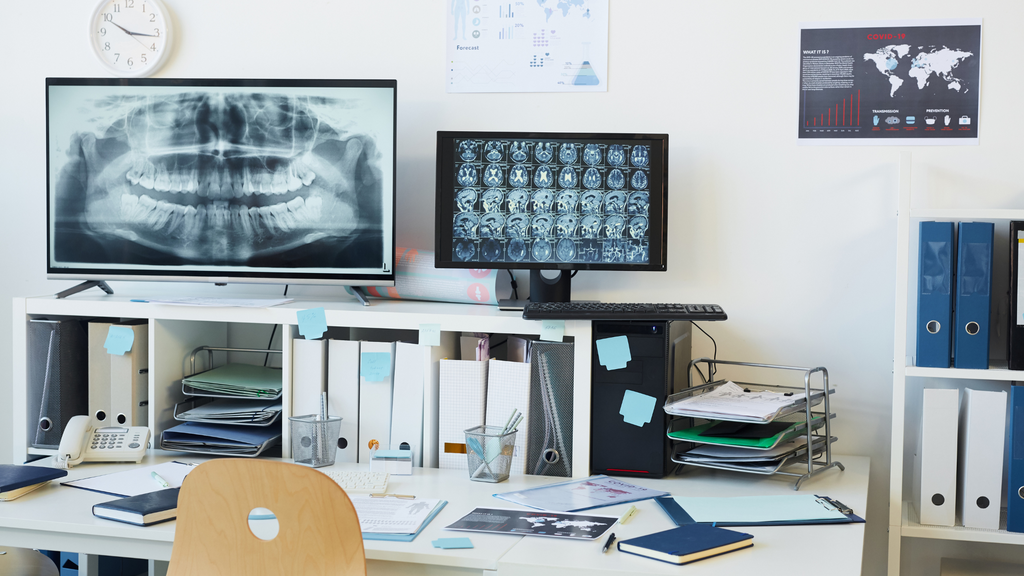 dental researcher's desk
