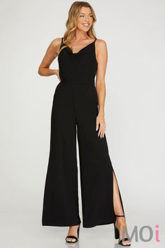 Cowl Neck Wide Leg Jumpsuit