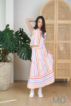 dRA LA Maya Skirt Rainbow Stripe