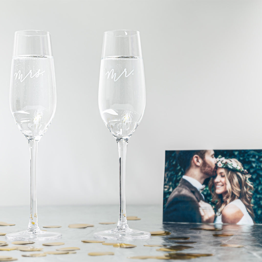 mr and mrs champagne flutes tiffany