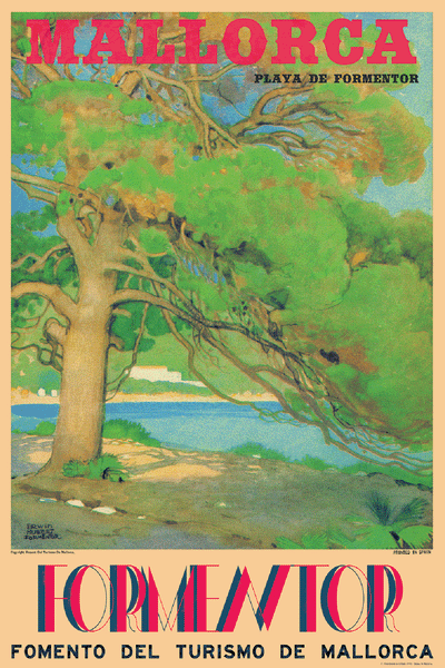 Cap De Formentor Mallorca Vintage Poster Hubert Watercolour Stick No Bills® Limited Edition Archival Museum Quality