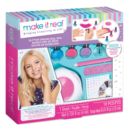 Make It Real - Light Magic Dryer and Nail Polish Set for Girls and Teens -  Includes 5 Nail Polish Colors, Nail Dryer, Nail Art Stickers, and Nail File