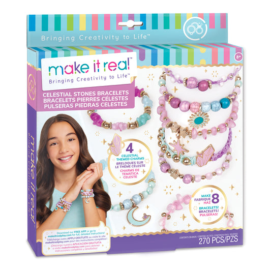  Make It Real - Crystal Dreams: Nature's Tale Jewelry - DIY Charm  Bracelet Making Kit with Case - Friendship Bracelet Kit with Beads & Charms  - Arts & Crafts Bead Kit