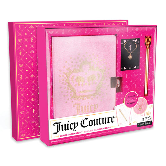 Juicy Couture Boxed Journal Pen Set - Princess of Everything, Pink & Gold  Glitter, w/ Pen & Stickers 