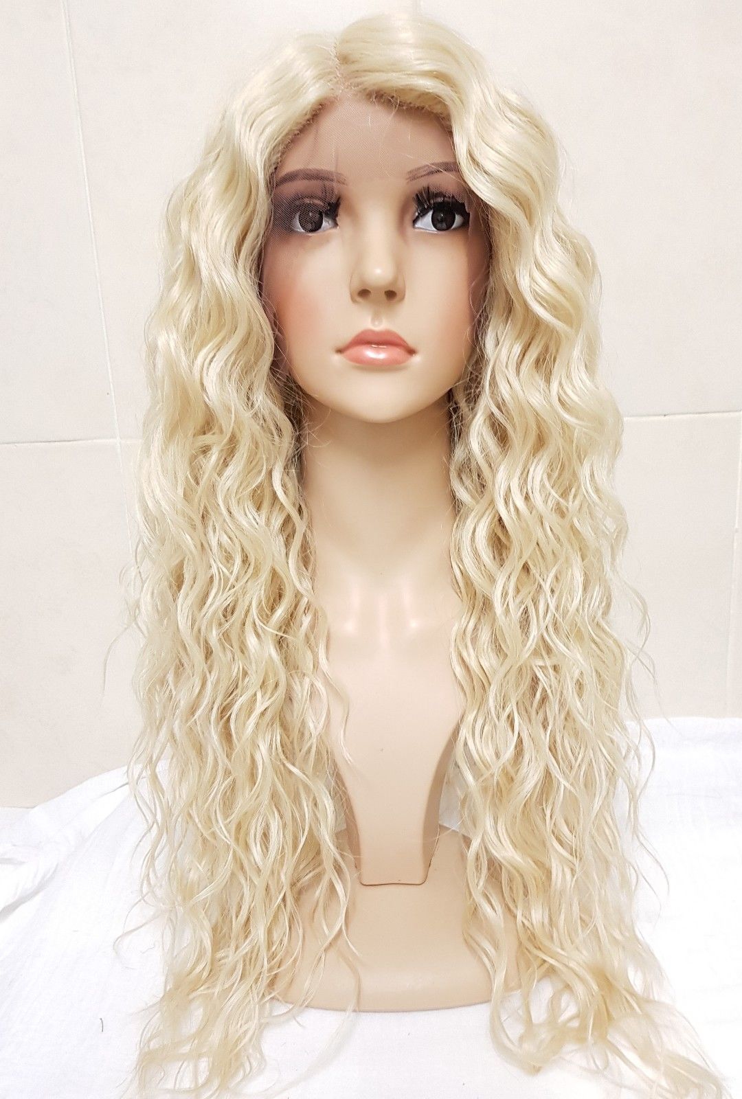 white blonde curly wig