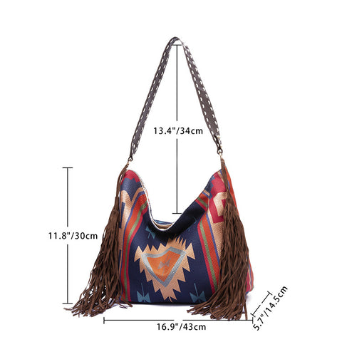 Braided Tassel Bag size