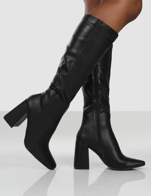 black knee boots heels