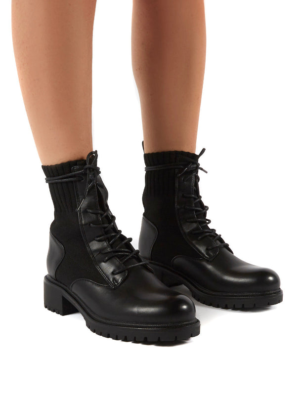 womens black lace up heeled boots