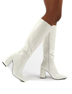 white block heel booties