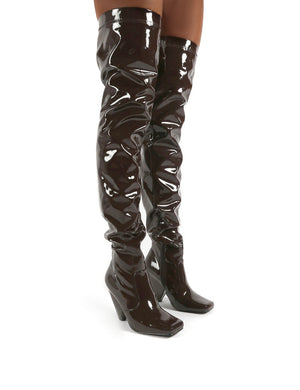 chocolate thigh high boots